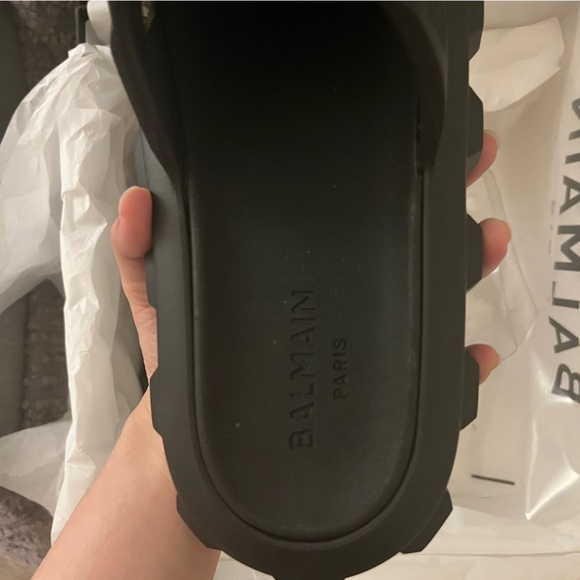 New Balmain Men’s Slide Size 44-45 Black Chunky Sandals - Picture 4 of 12